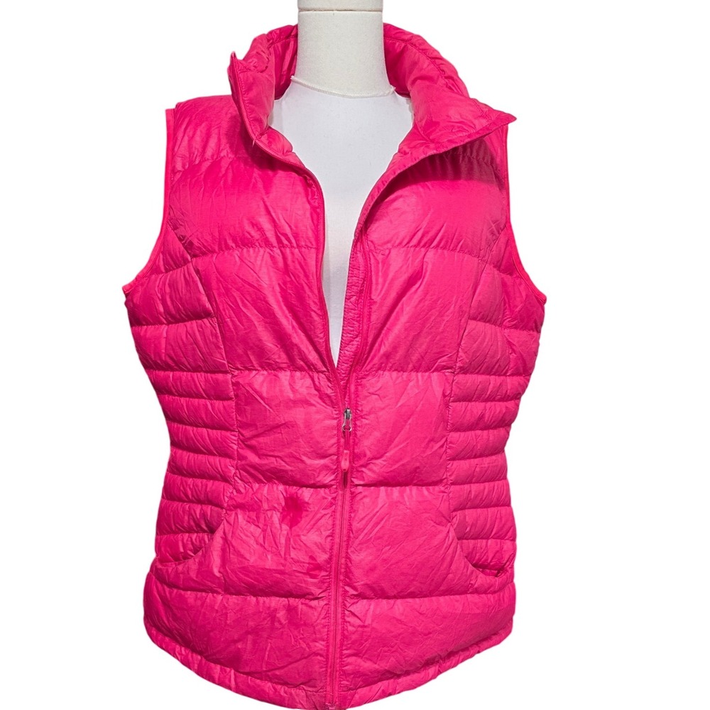 32 DEGREES Women's berry bright pink puffer vest sleeveless collar pockets XL